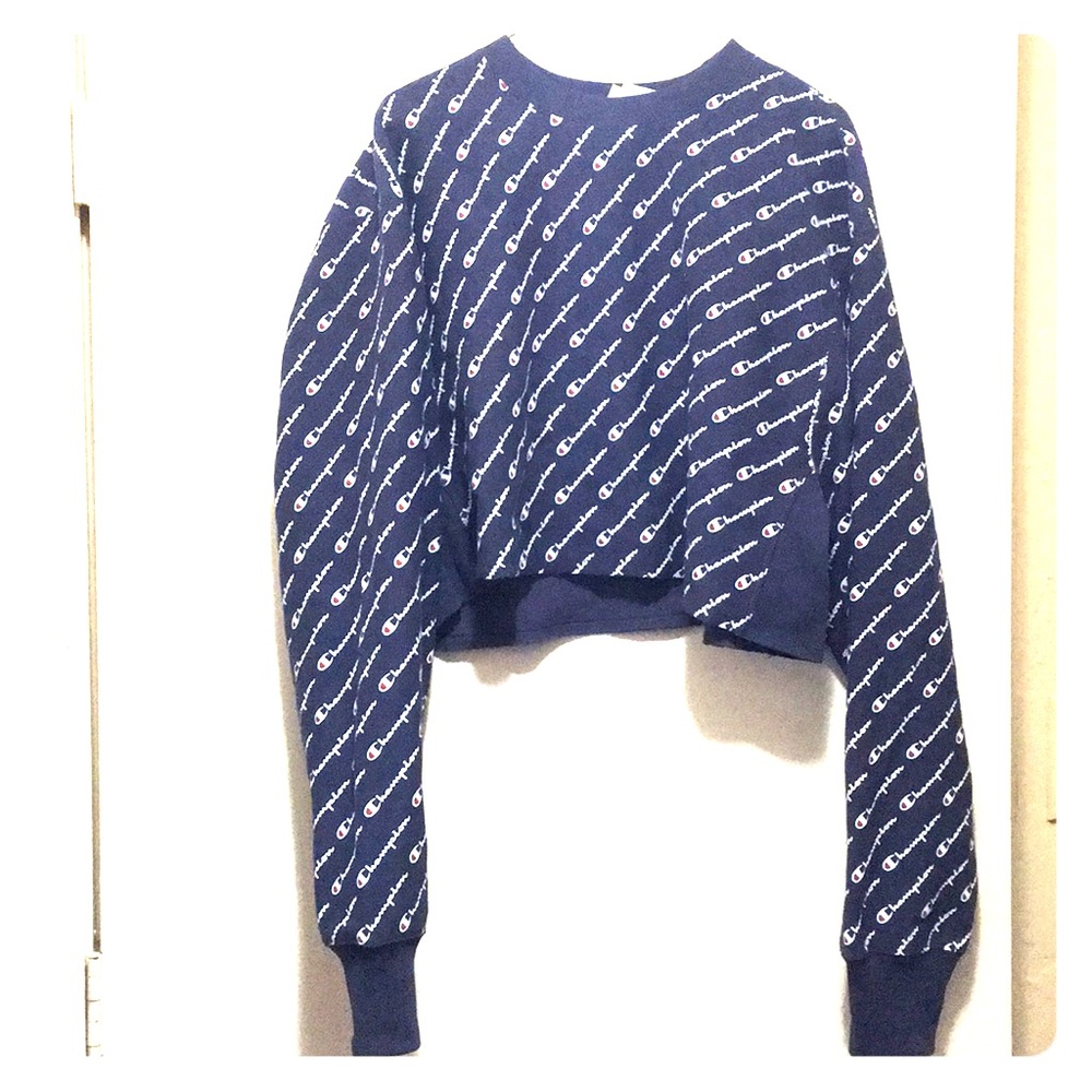 Champion logo cropped crew sweatshirt and shorts